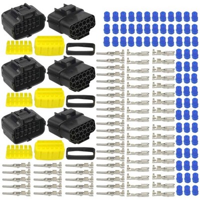 3 Kits 12 Pin Way Waterproof Electrical Connector Plug for Car Automotive 12 Pin