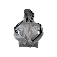 Victoria's Secret PINK Zip Up Hoodie Gray Black Glitter Stripe XS Sweatshirt