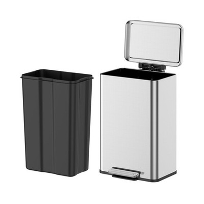 13.2 Gallon/50 Liter Kitchen Trash Can, Stainless Steel Garbage Can with Quie...