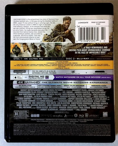 Hacksaw Ridge 4K Ultra-HD (4K UHD Blu-ray) Andrew Garfield Vince Vaughn - Foto 3 di 4