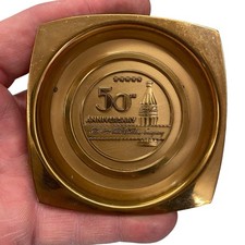 Vintage Coca Cola Bottling Company 50th Anniversary Brass Coaster Coke Hyde Park