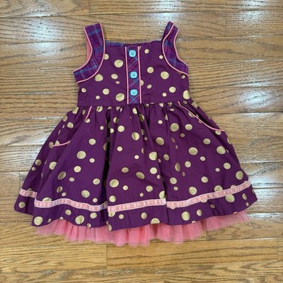 Matilda Jane Nicoletta Girls Dress Size 2 Mixed Print Twirl Buttons Vibrant