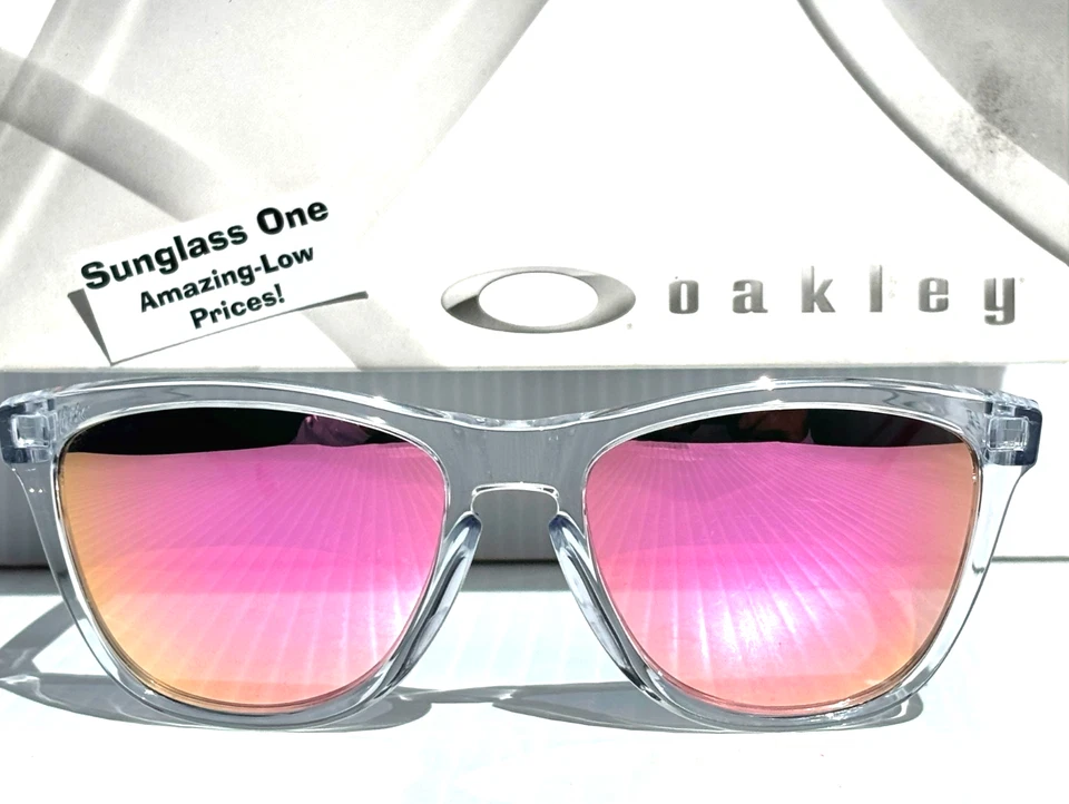 NUEVO Gafas de sol Oakley Frogskins brillantes transparentes con lentes rosa galaxia polarizadas 9013 Foto 2 de 4