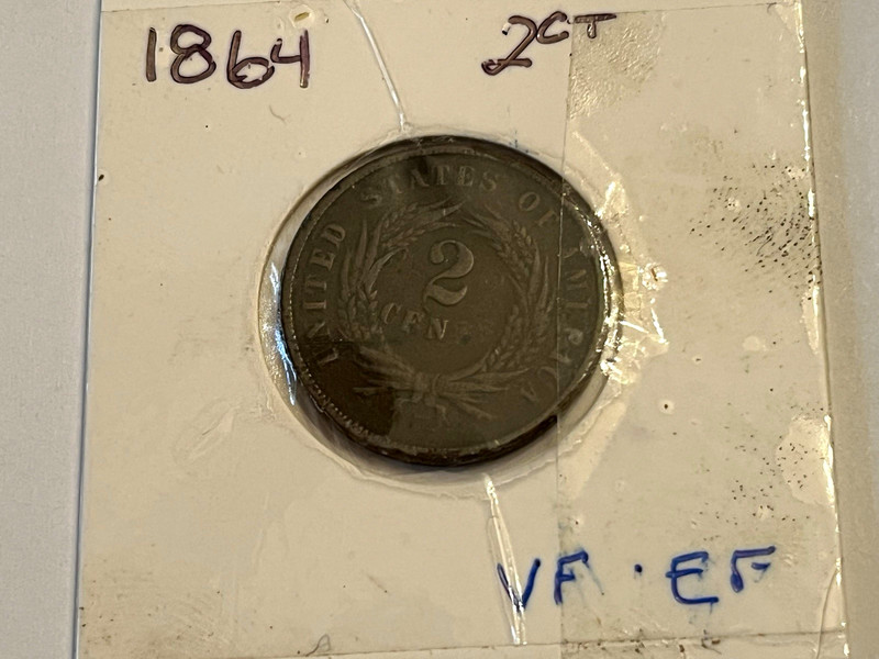1864 US 2C Two Cent Piece FREE SHIPPING