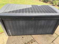 Keter Borneo 416L Storage Deck Box Grey Rattan Effect Plastic (broken lock)