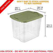 95 Quart Clear Plastic Storage Bin with Lid Stackable Moving Tote Handles Green
