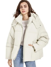 Womens Puffer Jacket Winter Warm Coats Hooded Quilted Jackets with Removable ...