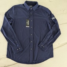 NEW Rhone Commuter Shirt Mens Medium Navy Blue Slim Fit Italian Stretch IBM