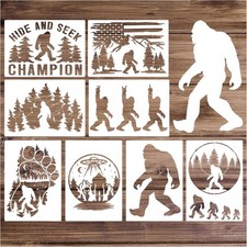 Pkqon Large Stencils for Painting on Wood Forest Mountains Pine Tree Pattern... 