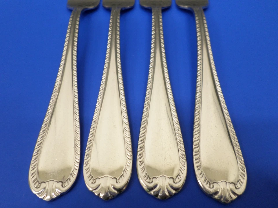 4 - HORQUILLAS DE CENA cubiertos de acero inoxidable 18/10 borde de cuerda brillante Reed & Barton DOMINIO Foto 2 de 4