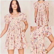 Love Shack Fancy Raleigh Mini Dress Corduroy Floral Babydoll Cottagecore NEW