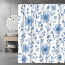Chic Blue Floral Shower Curtain for Stylish Bathroom Decor