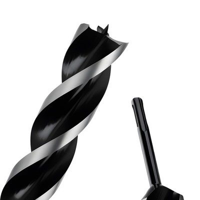 Auger Drill Bit 1-1/2'' x 12'' SDS Plus Shank - 1045 High Carbon Steel for Wood