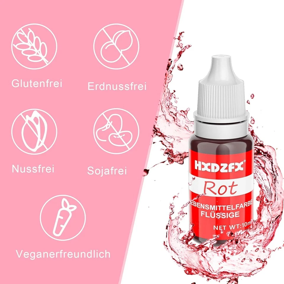 Lebensmittelfarbe - 8 Farben Flüssige Lebensmittel Set Für Tortendeko, Backen, O - Bild 3 von 4