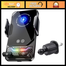 15W Universal Wireless Car Phone Charger Holder with Auto-Sensing RGB Light -