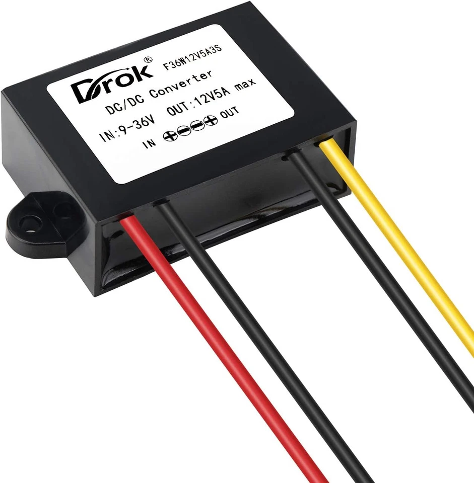 DROK DC-DC Stabilizer, 9V-36V to 12V Boost Buck Converter 5A 60W Waterproof Auto - Image 4 of 4