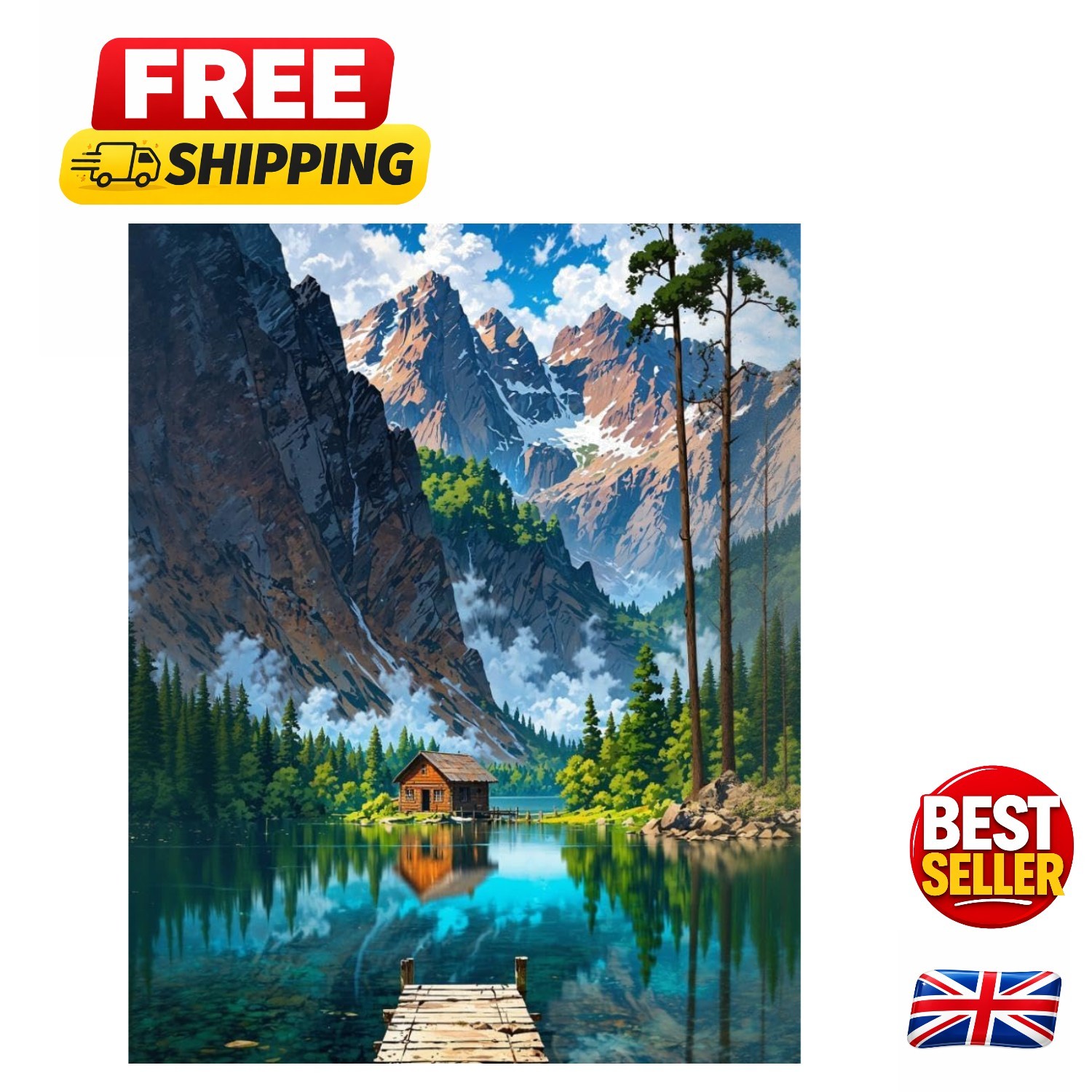 Paint by Numbers for Adults - Mountain Landscape DIY Kit 16x20 for Home Decor