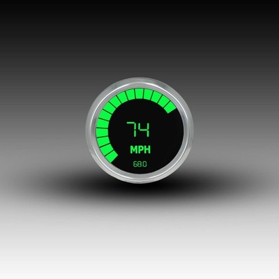 Intellitronix Green LED (Bar) Oil Pressure Gauge - Black / Chrome Bezel