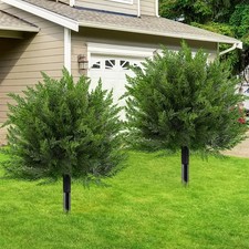 2Pcs 24 Artificial Cedar Topiary Ball Trees O...