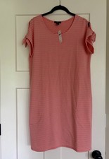 Gap Striped T Shirt Dress Medium NWT Coral White Stripes Pockets