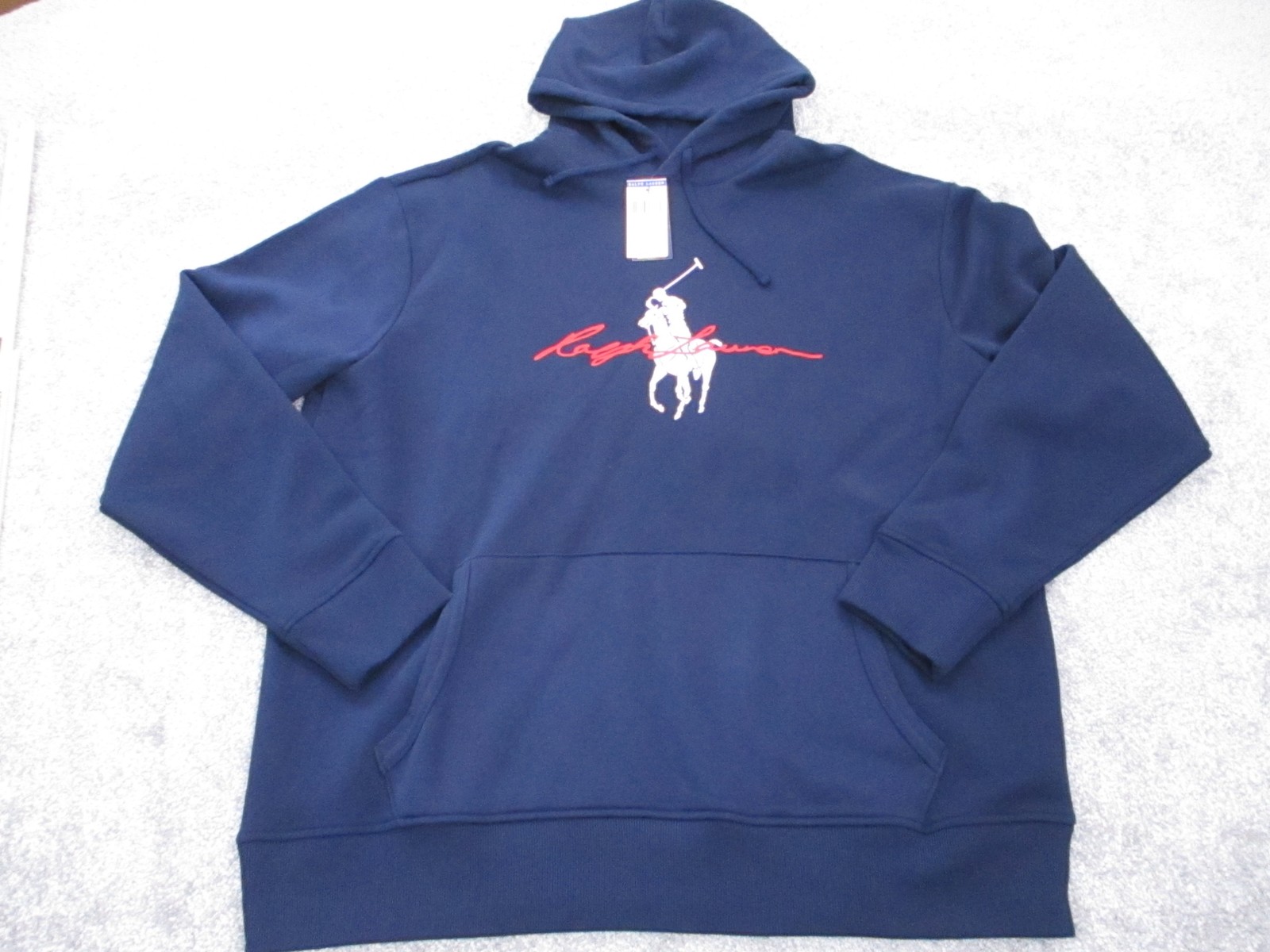 Polo Ralph Lauren felpa con cappuccio uomo XLT pullover grande pony felpa con cappuccio grafica