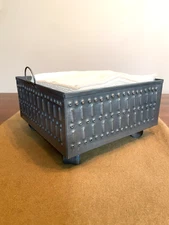 Punched Tin Cheese Mold Napkin Holder in Antique Tin Holds A Lot of Napkins NEW