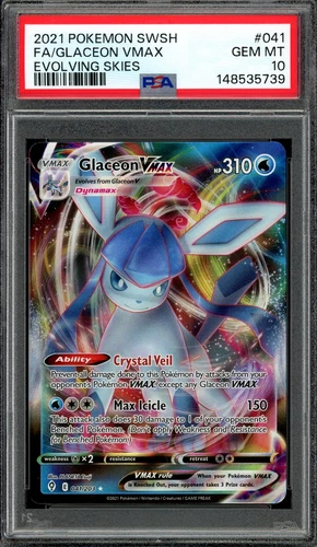 PSA 10 Gem Mint Glaceon VMAX SWSH Evolving Skies 041/203 Pokemon