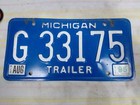 Michigan Trailer License Plate #G 33175 — photo 1
