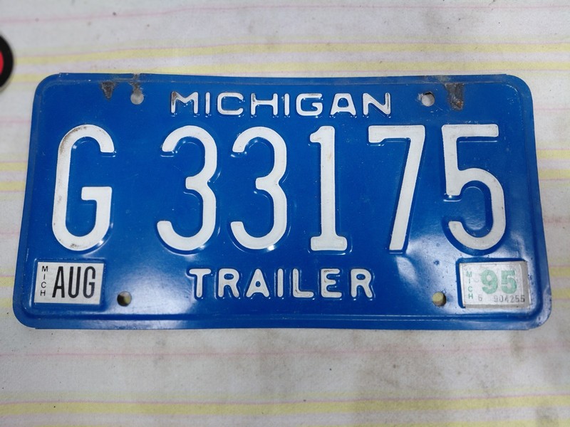 Michigan Trailer License Plate #G 33175