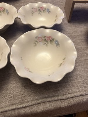 VTG Pfaltzgraff Tea Rose Fluted Bowl 7'' Round Ruffled Serving Bowl Candy Dish