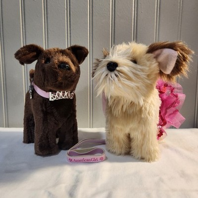 American Girl Pets 2014 Chocolate Lab & 2019 Terrier w/ Accessories Leash Collar