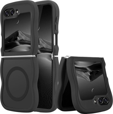 Magnetic for Samsung Galaxy Z Flip8 Case Matte Clear Bumper, Black, Drop Protect