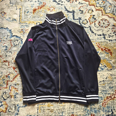 Lonsdale Herren Trainingsjacke Schwarz/Weiß 2XL Reißverschluss Stehkragen Logo