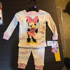 Disney Minnie Mouse Pajama Set 12M Pink White Polka Dot Long Sleeve 2 Piece
