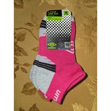 Umbro Girls Low Cut Socks 3 Pack Pink Grey Black Medium Shoe Size 9-3.5 NEW