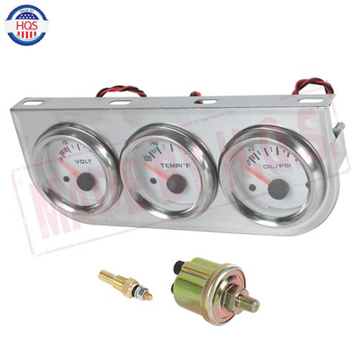 #ad Chrome 2#x27;#x27; 52mm Auto Car Triple 3 Gauge Set Water Temp Oil Pressure Volt Meter $28.97