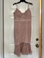 Guess Women’s Pink Lace Dress Tea Length Size 12 Brand New W Tags