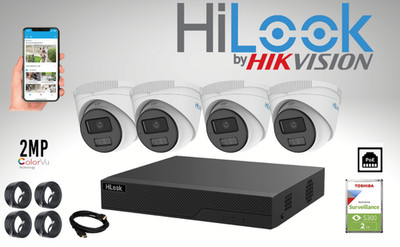 Hikvision Hilook 2 MP CCTV-Sicherheitssystem-Kit Hybrid-Lichtkameras einfache Installation