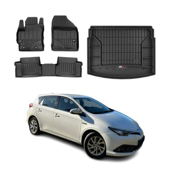 Omac FußMatten & Kofferraumwanne Set FüR Toyota Auris 2012-2018 Schwarz Gummi 4X-image