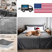 Waterproof Dog Blanket 60x80 Inches Grey Sherpa Flannel Furniture Protector