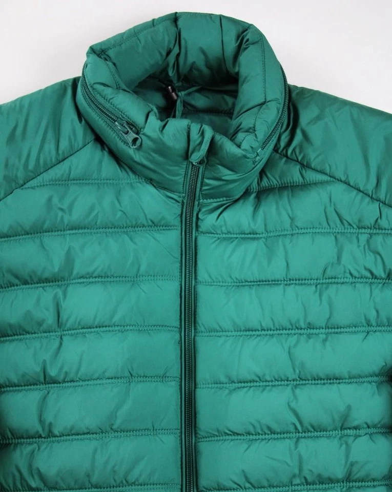 Guess Mens Puffer Jacket Coat L Quilted Insulated Packable Hood Dark Jade $150 - Image 3 of 4
