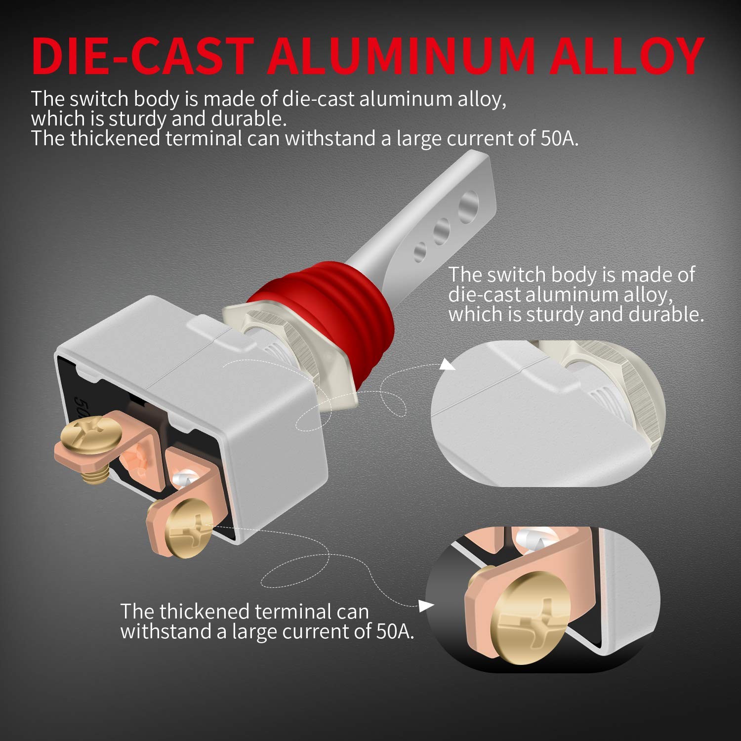 DaierTek 12V 50A Toggle Switch IP65 2-Pack