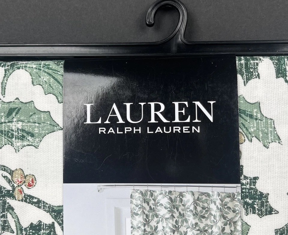 Cortina de ducha de tela navideña Ralph Lauren patrón de bayas de acebo 70x72 pulgadas NUEVO Foto 2 de 4