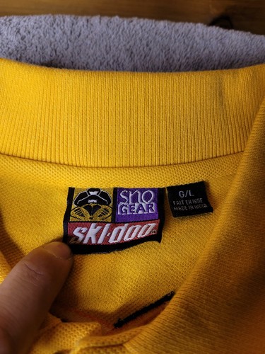 Vintage Ski Doo Team Sno Gear Polo Shirt Mens Large Snowmobile Yellow Black - Picture 3 of 7