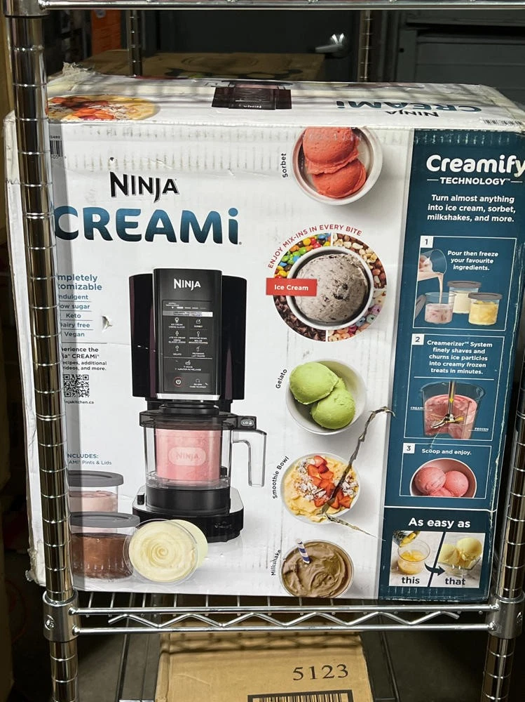 Ninja CREAMi 7-in-1 Ice Cream, Sorbet, Milkshake Maker with 3 CREAMi Pints Black
