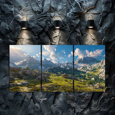 3pcs Serene Alpine Hut Scene Wall Art Canvas Framed 50x70cm