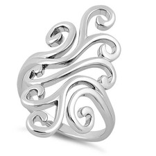 925 Sterling Silver Swirly Wind Ring
