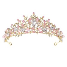 Kids Pink Crystal Tiara Girls Princess Costume Rhinestone Crown Style 1 