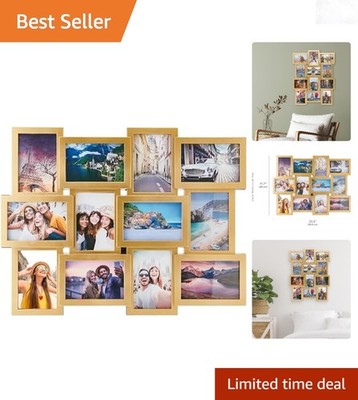 Gold 12-Opening Photo Collage Frame   Elegant Wall Display for Memories