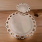VTG Anchor Hocking Old Colony Lace Edge 13” Cake / Torte Plate w/ Pedestal Bowl 